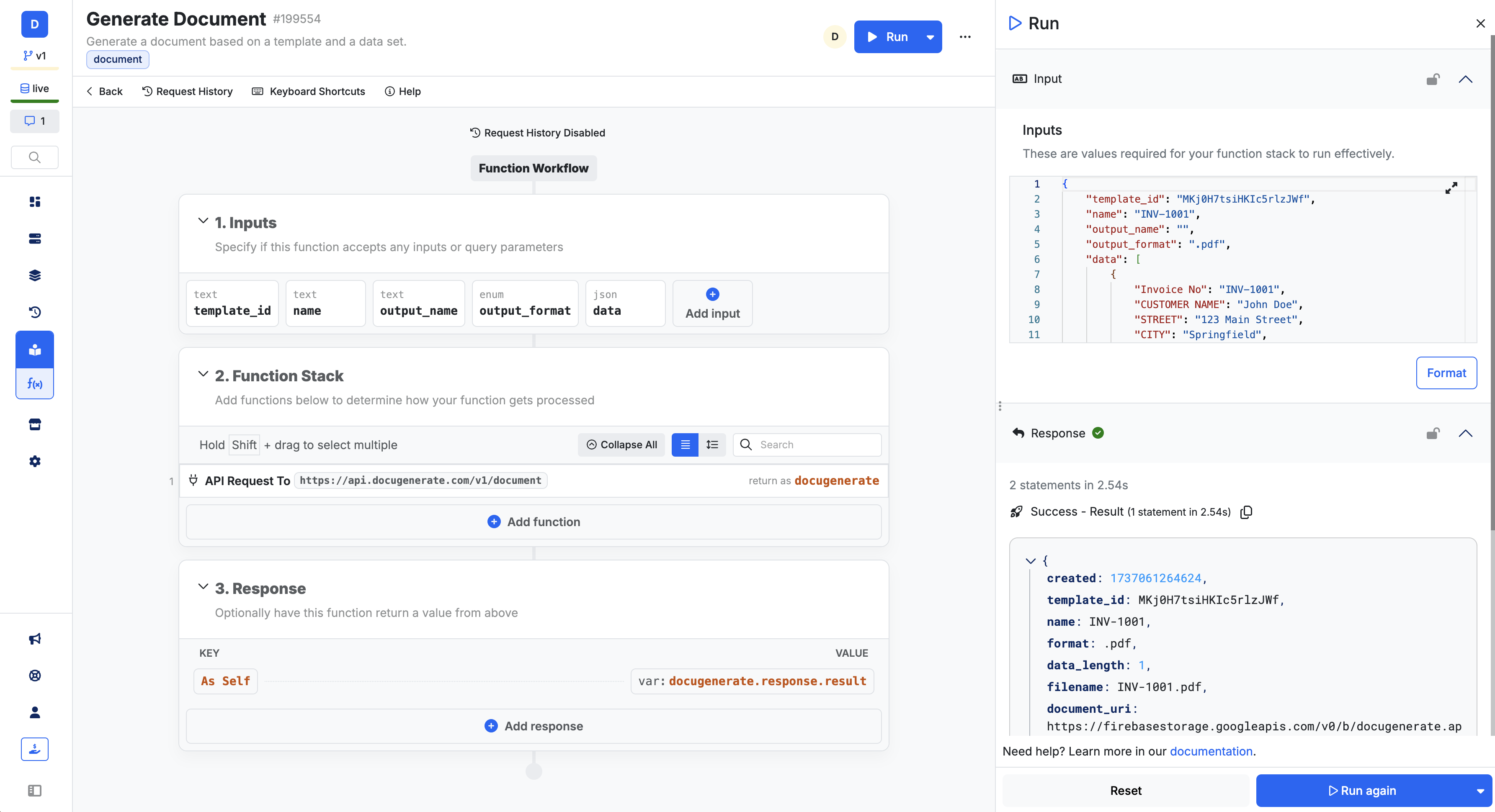 Generate document function