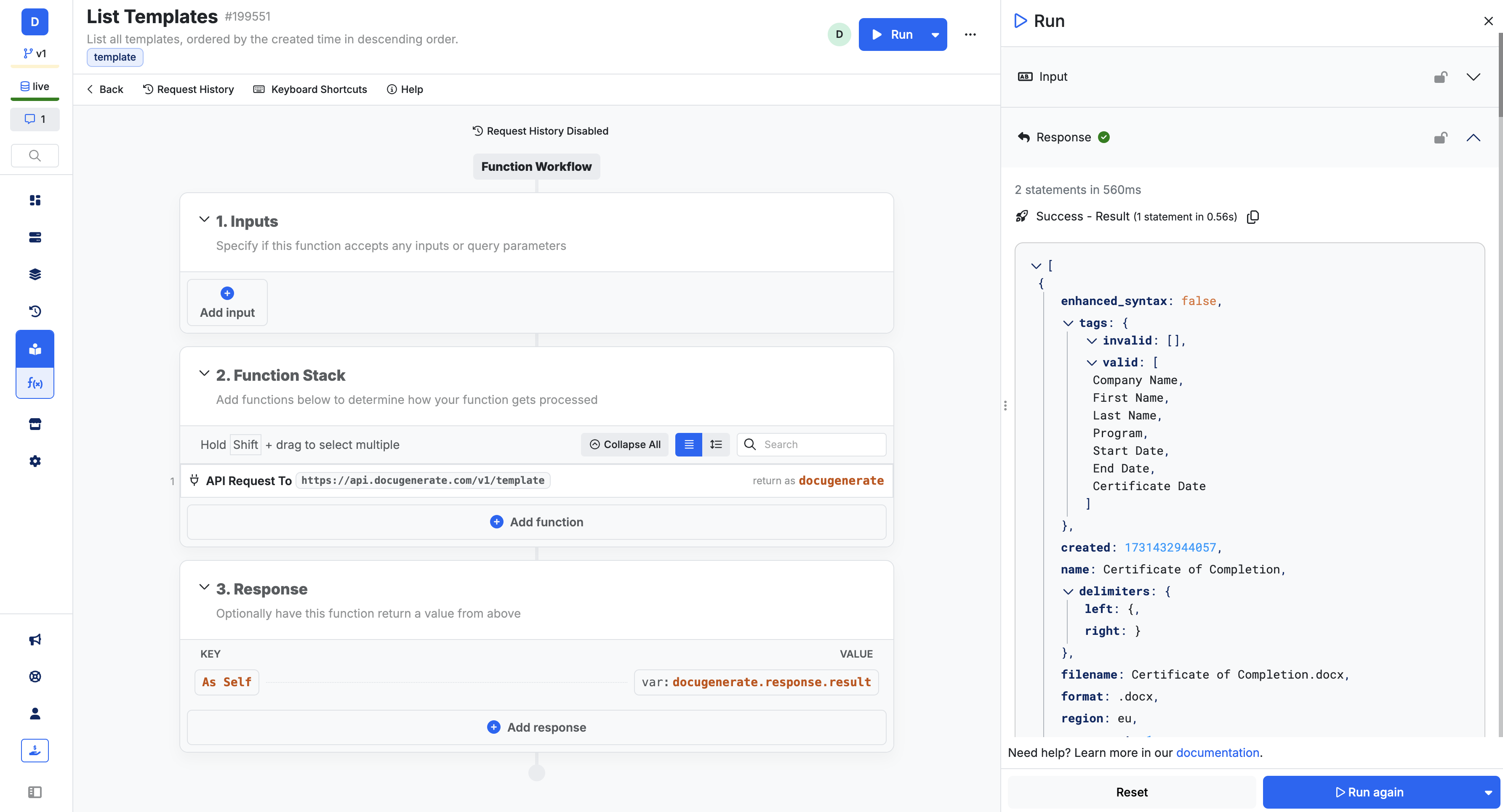 List templates function