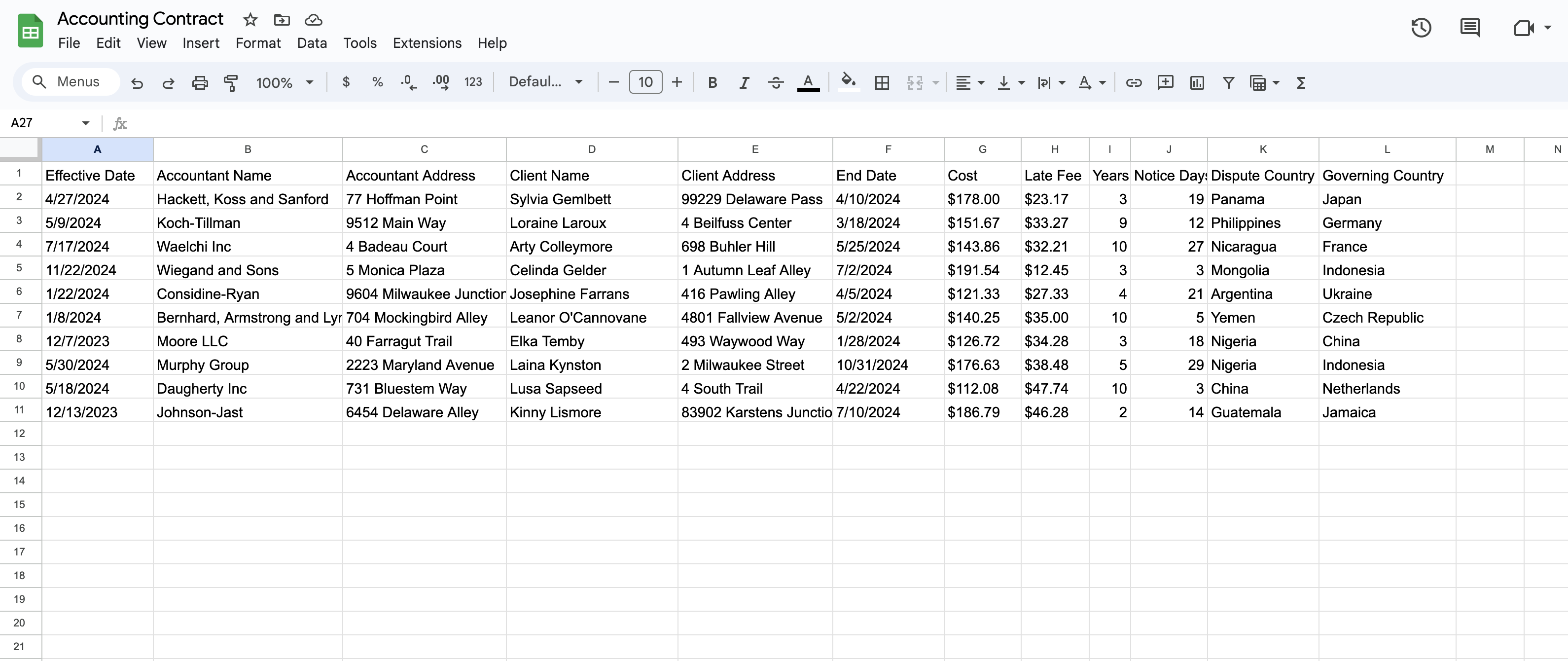 New Google Sheet 