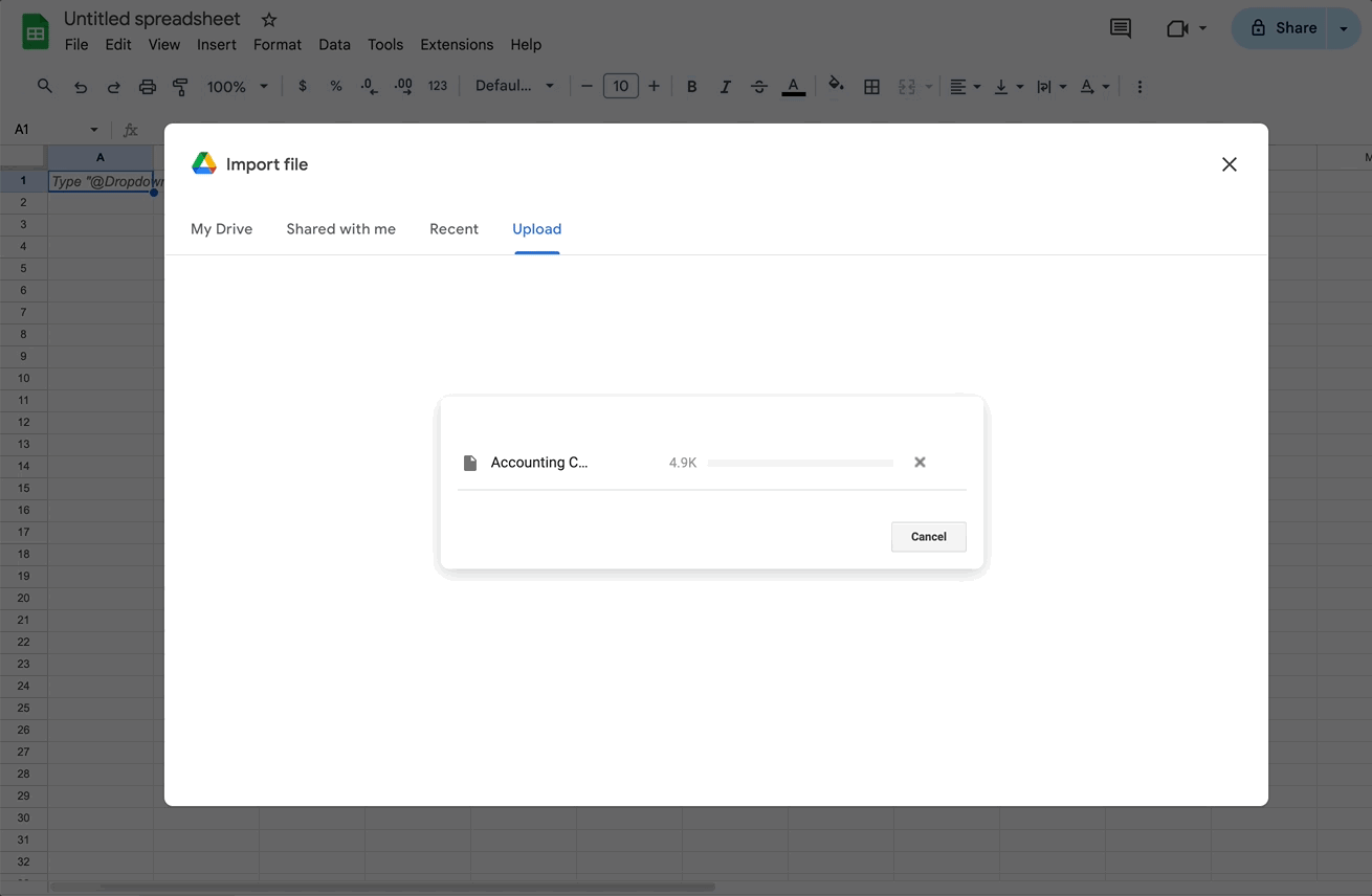 Import Excel file in Google Sheets