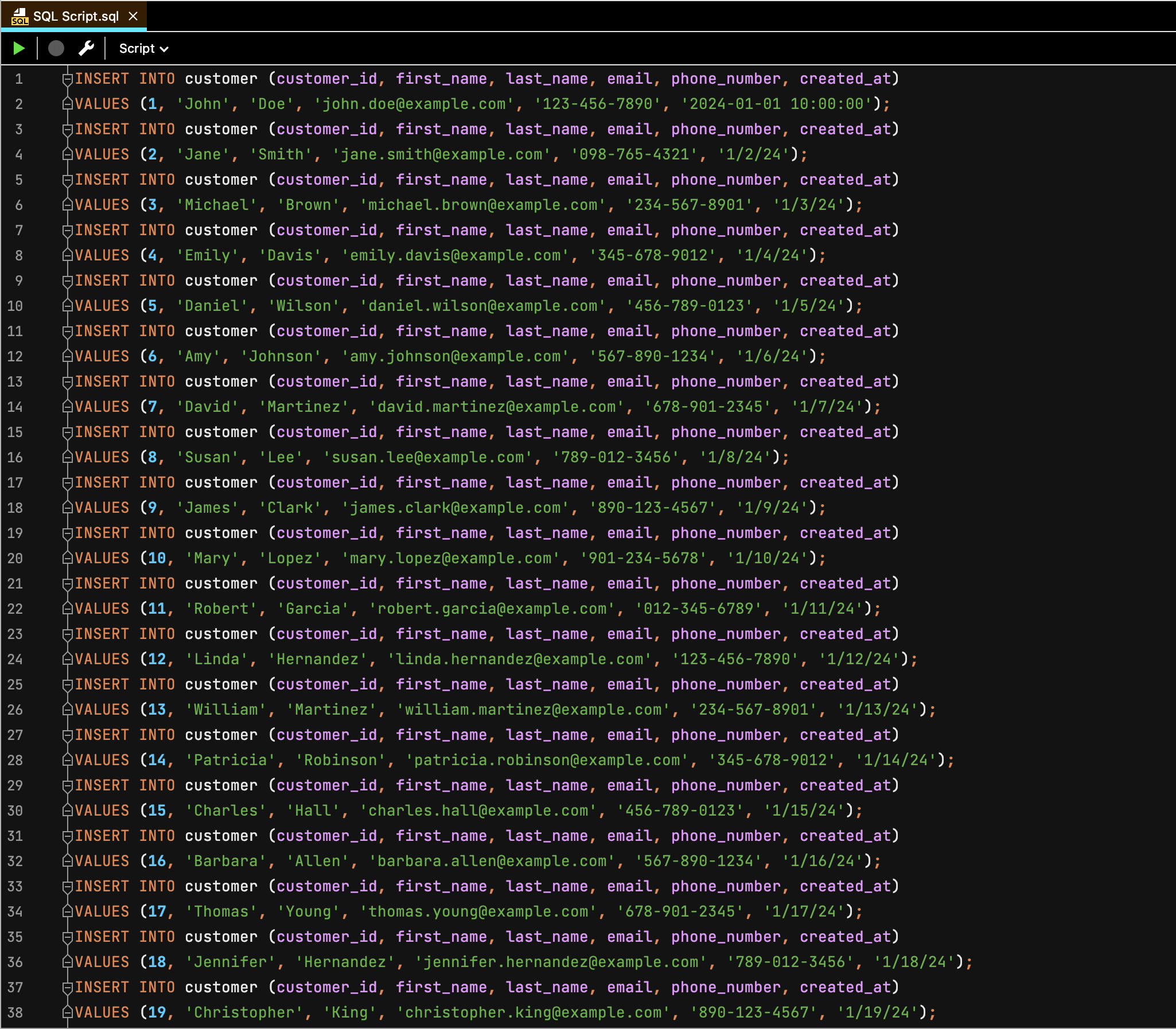 SQL script