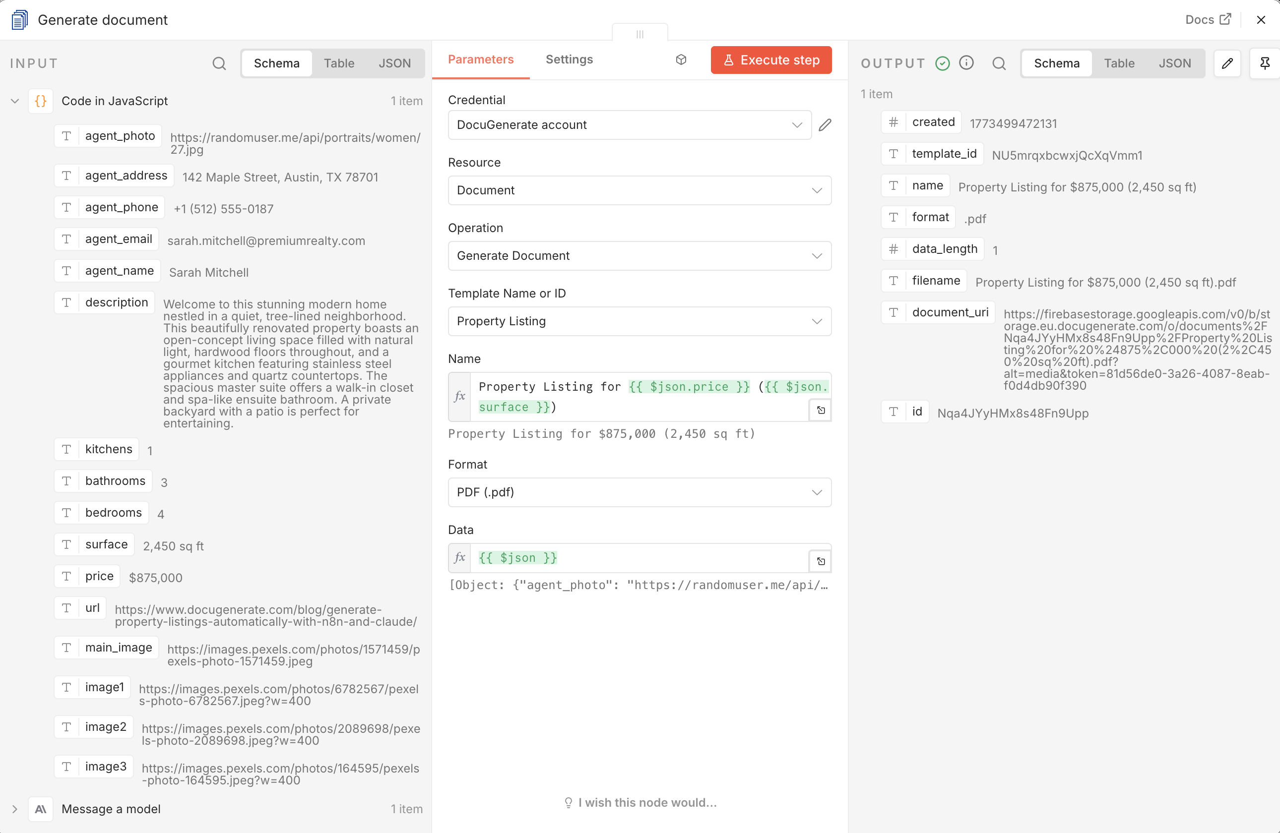 Generate document node configuration